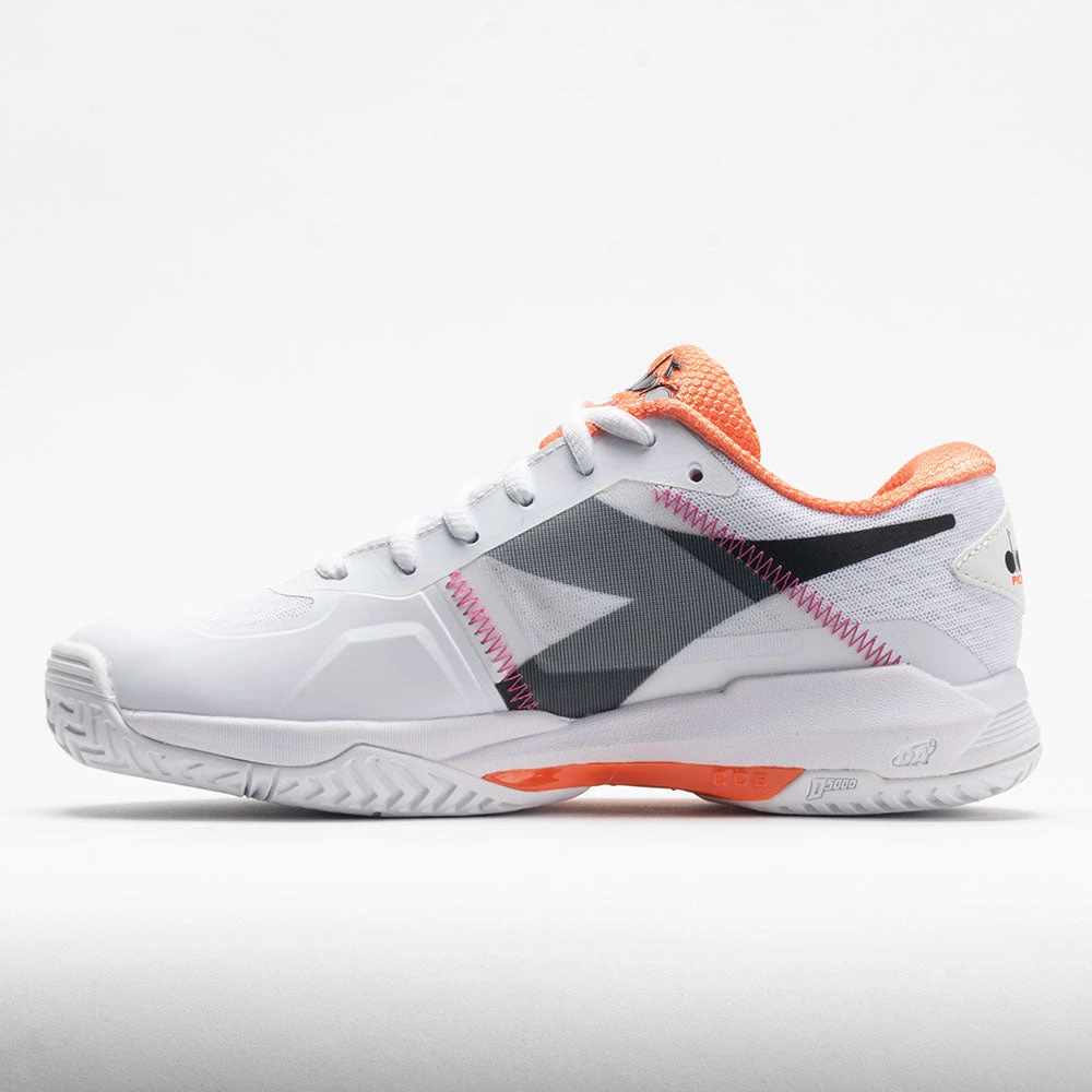 Diadora Trofeo AG Pickleball Women's White/Black/Vermillion Orange 2 Diadora Trofeo AG Pickleball Women's White/Black/Vermillion Orange - Image 2